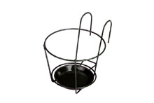 Porte-pot  fleurs avec soucoupe - Noir, avec crochets pour le balcon en fil de fer,167mm H 120mm