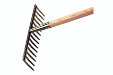 Rteau jardin bronze - 16 dents droites, 405mm larg.,douille conique, manche 170cm